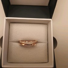 9ct rose pink Gold Austin And Blake double band ring. Lab grown diamonds. L 1/2 