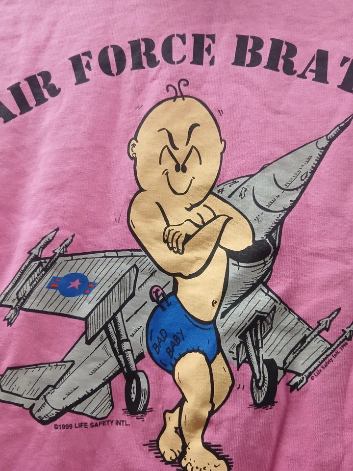 Very Rare Pink 1999 Air Force Brat Tshirt Boys Size Large Still With Tags - Image 2 of 4