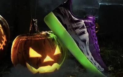 Nike Air Force 1 Low '07 QS Purple Skeleton Halloween Men's Shoes Size 14