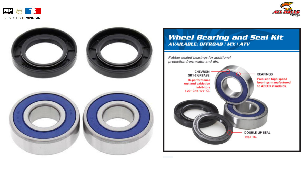 Kit roulement de roue avant All Balls pour corriger le jeu de direction Honda DN-01