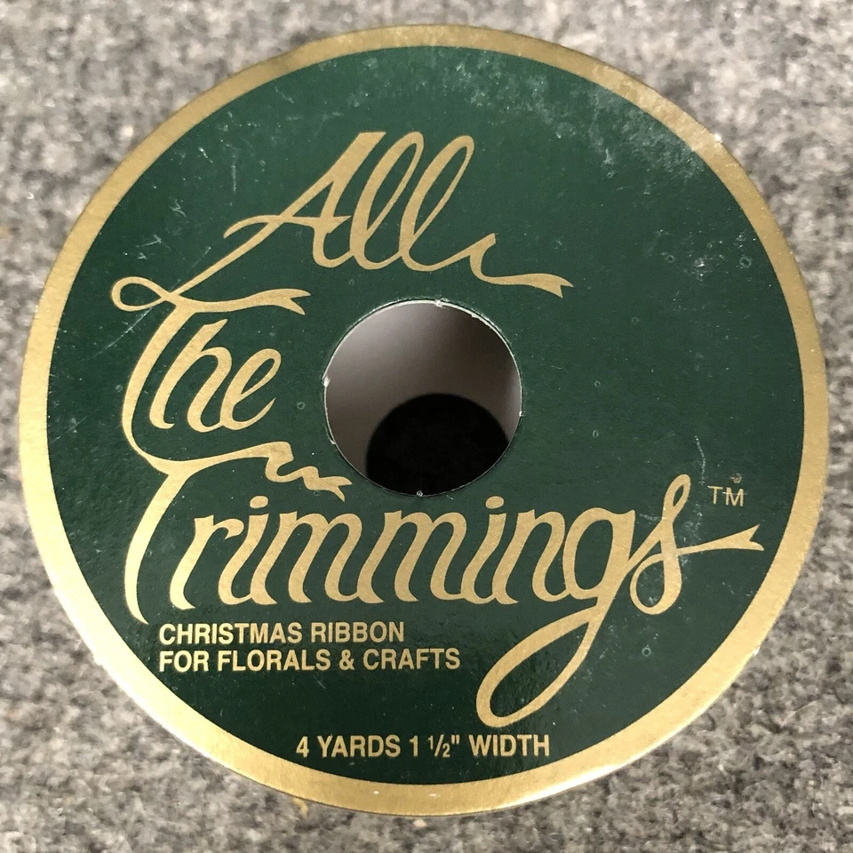 Lot Of 8 Vintage Christmas Ribbon (4) 1 1/2” Wired, (3) 3/8” & (1) 1/2” New - Image 3 of 4