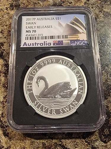 2017P Australia $1 Swan Early Release NGC MS70 coin .9999 ultra fine silver