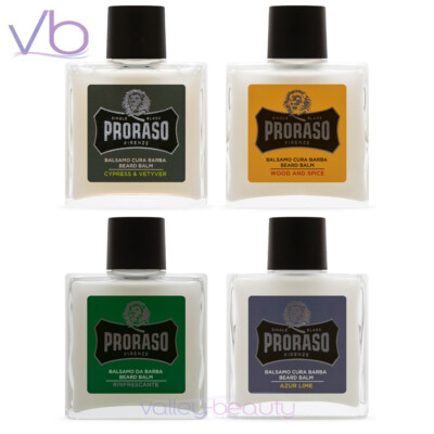 PRORASO Beard Balm Azur Lime, Wood and Spice, Cypress & Vetyver, Refresh