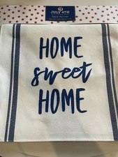 NWT Home Sweet Home Table Runner White Blue Patriotic 4th July Farmhouse 13x72