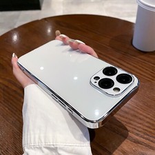For iPhone 15 Pro Max 14 13 12 11 Electroplated TPU Case Mirror Glass Back Cover