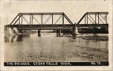 THE BRIDGES 1910s cedar falls ia real photo postcard rppc iowa history