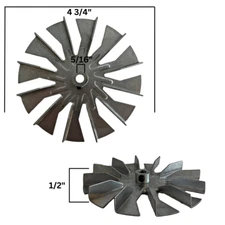 Pellet Corn Coal Stove Fireplace Exhaust Motor Fan Paddle Blade Impeller, 4-3/4"
