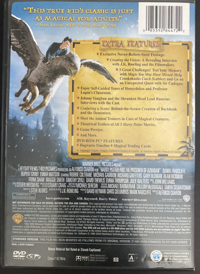 Harry Potter and the Prisoner of Azkaban (DVD, 2004, 2-Disc Set, Full Screen) - Image 4 of 4