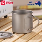 Titanium Ultralight Cup x 2 Set with Lid 300&500ml Outdoor Camping Coffee Tea 