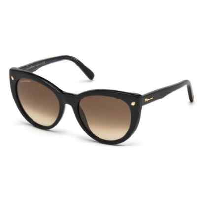 DSQUARED2 Betty DQ180 01F Striped Black Cat Eye Plastic Sunglasses 55-19-140