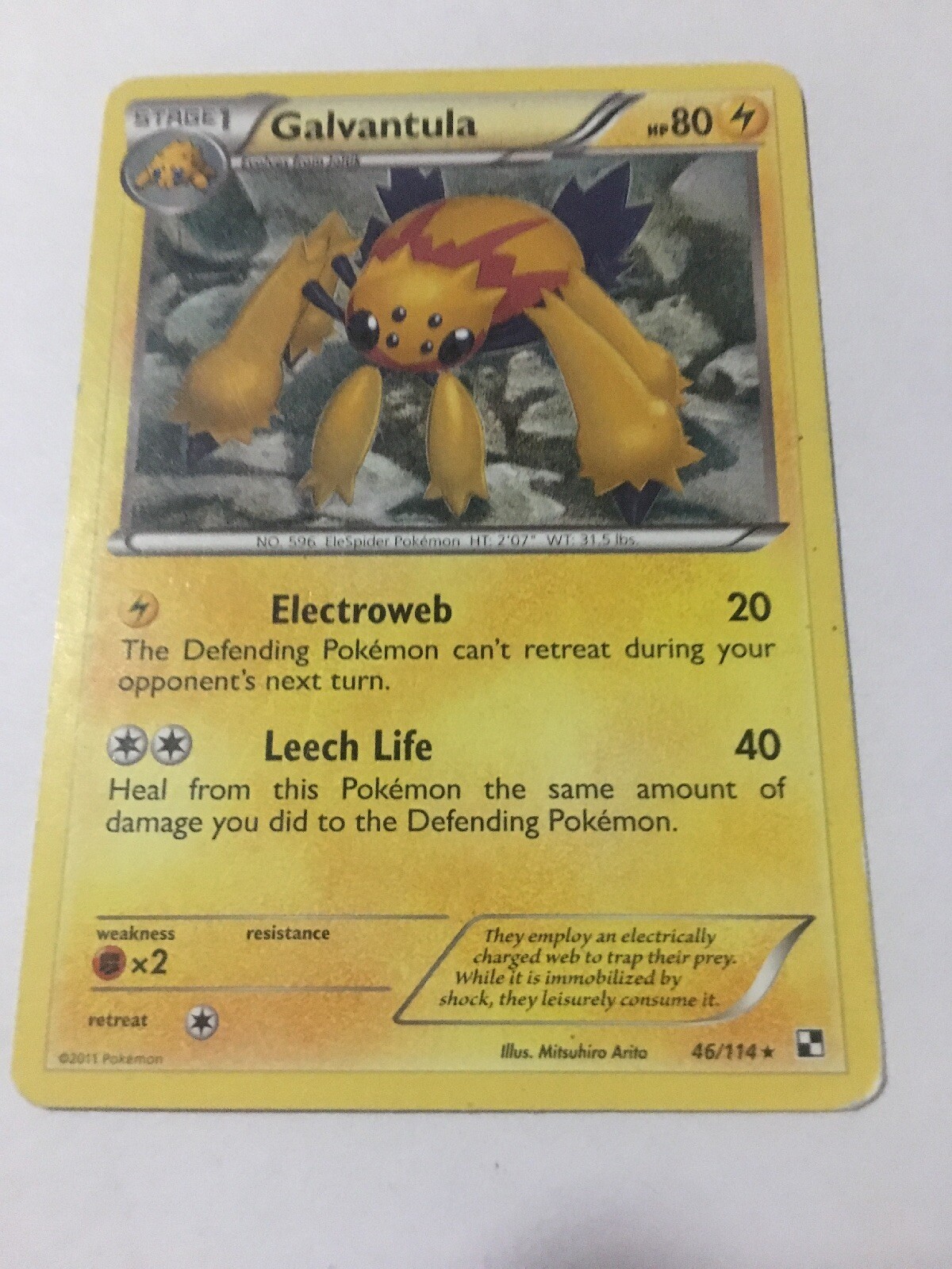 POKÉMON GALVANTULA 46/114 RARE NM CARD  BLACK AND WHITE