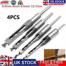 4Pcs Hollow Square Woodworking Hole Saw Mortiser Chisel Auger Drill Bit Tool UK
