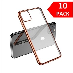 For Iphone 11 Pro Max Bulk Pack Of 10 X Clear Silicone Case With Rose Gold Edg Ebay