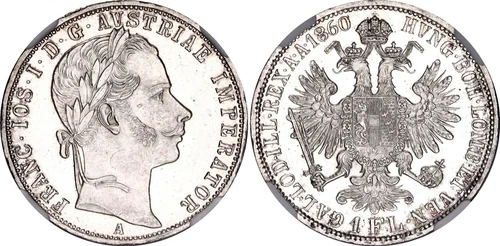 Austria 1 Florin 1860 A Silver NGC MS63 Franz Joseph I KM# 2219