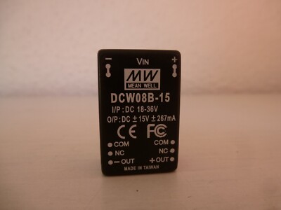 MEAN WELL DCW08B-15, DC DC-Wandler, 18-36V:+ -15V 267mA 8W