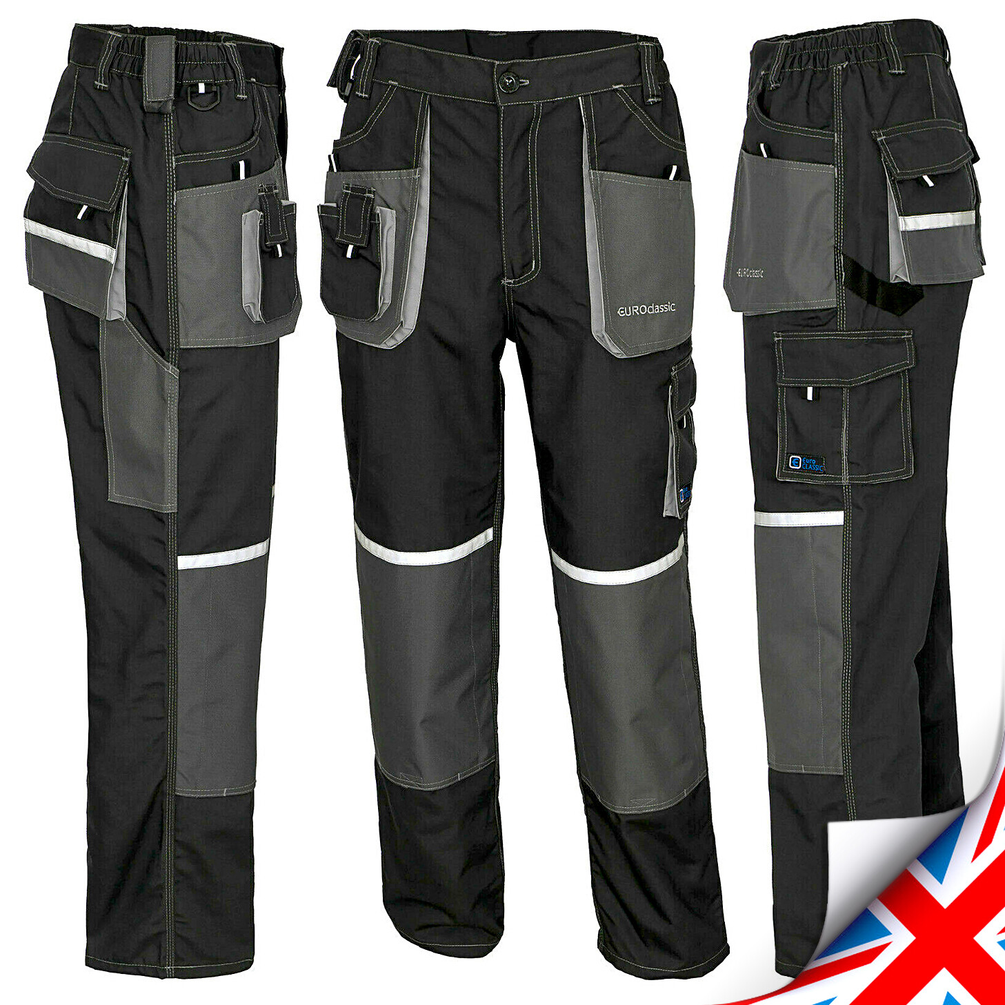 EURO CLASSIC - WORK TROUSERS Cargo Combat Style Heavy Duty Pants Knee Pad Pocket