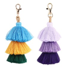 Colorful Tassel Keyring Key Holder Chains Rings Bag Pendants Gift Accessories
