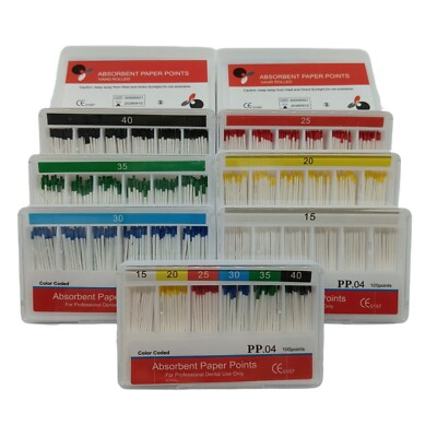 Dental Absorbent Paper Points PP 0.04 15-40# For Root Canal Cleaning Tips