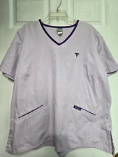 Metroscrubs Womens Scrub Top Size XL-Lavender w/Purple Trim-V Neck-Chest 26"/L29