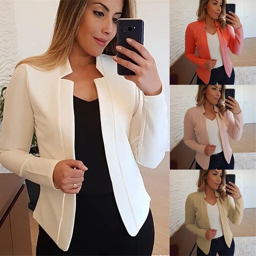 Women Blazer Suit Coat Long Sleeve Ladies Jacket Tops Office Work Summer Thin - Picture 2 of 30