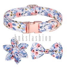 Dogs Cat Cute Floral Collar with Bowtie and Flower Adjustable Soft Pets Gift Set