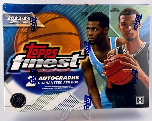 2023/24 TOPPS FINEST BASKETBALL 1 FACTORY SEALED HOBBY BOX 2 AUTOS WEMBY - A