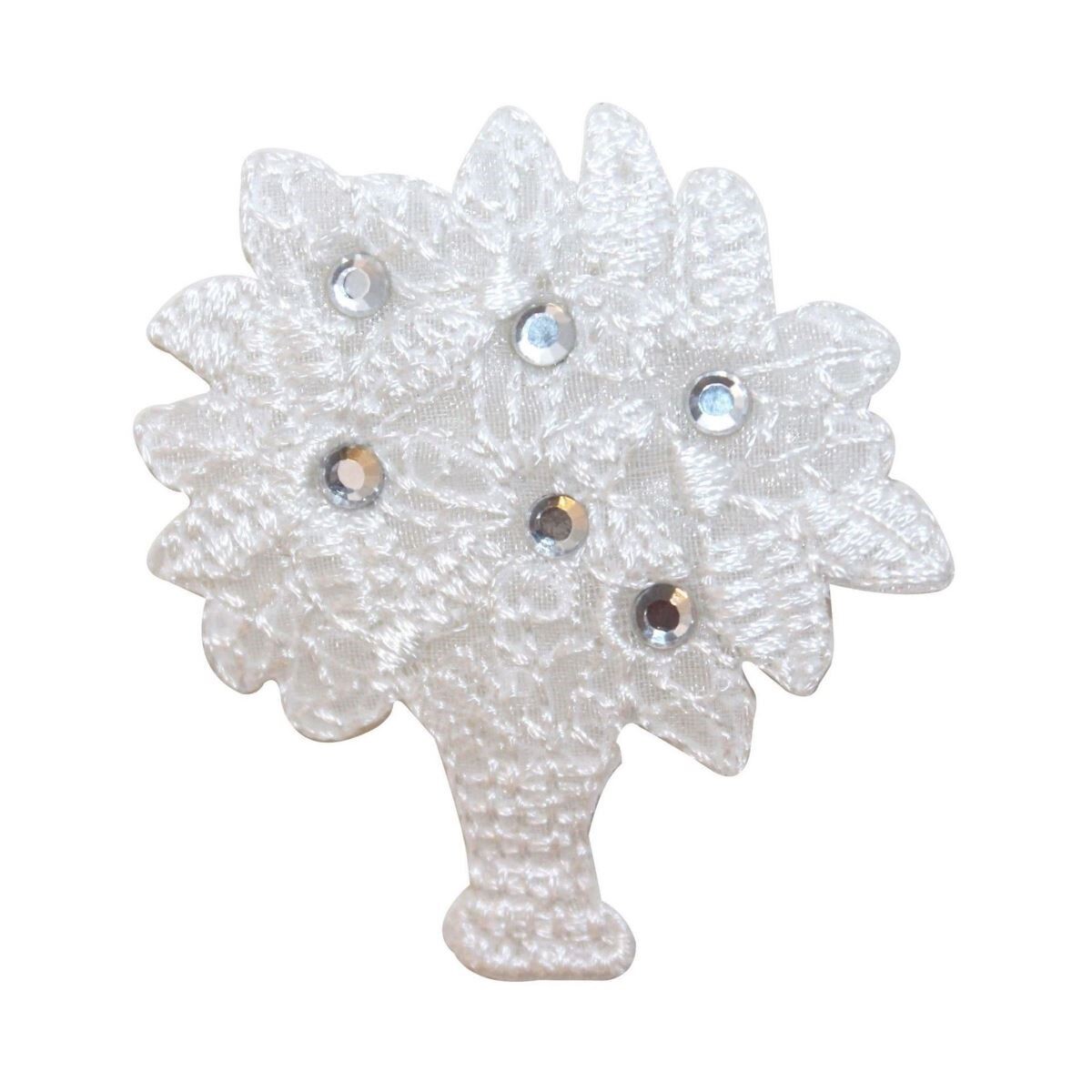 ID 6801 Sequin White Flower Bouquet Patch Decoration Embroidered