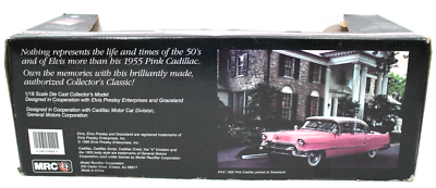 1995 MRC 1/18 Diecast Car ELVIS PRESLEY 1955 PINK CADILLAC 4dr