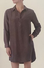 Como Vintage Women's Long Sleeves Mini Shirt Dress, Black Denim, S