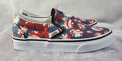 VANS CREW CLASSIC SLIP-ON Shoes Floral Red Blue Womens 5.5 