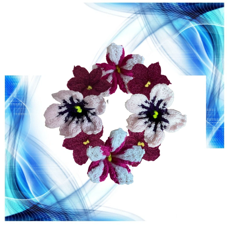 PETUNIA FLOWER BOUQUET OR WREATH EASY knitting  pattern  - Image 2 of 3