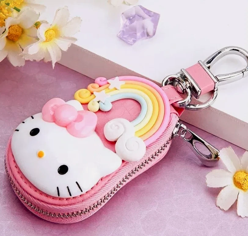 Sanrio Hello Kitty Llavero Coche Llave Estuche de Cuero con Cremallera Bolso Monedero Monedas Llaves... Foto 2 de 4