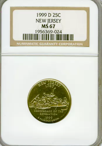 1999-P & D New Jersey State Quarters NGC MS67. Free Ship 024 035