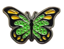 Green Monarch Butterfly Golf Ball Marker with Plant Hat Clip
