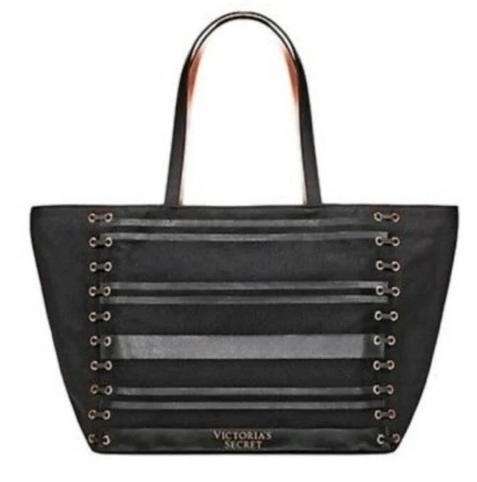 Sac Fourre-tout Voyage Victoria's Secret - Noir à Paillettes Et Rayures (Vendredi 2015) - Neuf Sans étiquette