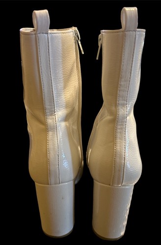 White Shiny Fashionable SHEIN Bootie Boots With 4 in Chunky Heel, 8.5 US - Picture 4 of 8