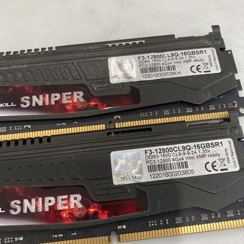 G.Skill Sniper 16GB (4x4GB) Memory RAM F3-12800CL9Q-16GBSR1 12800MHz - Picture 2 of 2