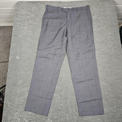 Zanella Parker Dress Pants Mens 35 Gray Wool Made In Italy Flat Front Formal