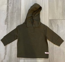 New RuffleButts Juniper Army Green Hooded Longsleeve Sweatshirt Girls 0-3M