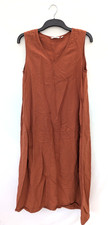 Uniqlo Dress Womens M Linen Blend Maxi Sleeveless Summer Holiday Lagenlook Rust