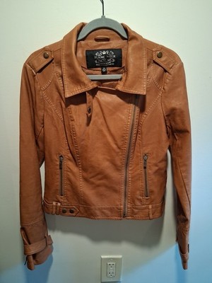 Blanc Noir Premier Brand Women's Brown Faux Leather Jacket Size Medium