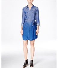 Kensie Womens Ombre Shirt Dress, darkblue, S