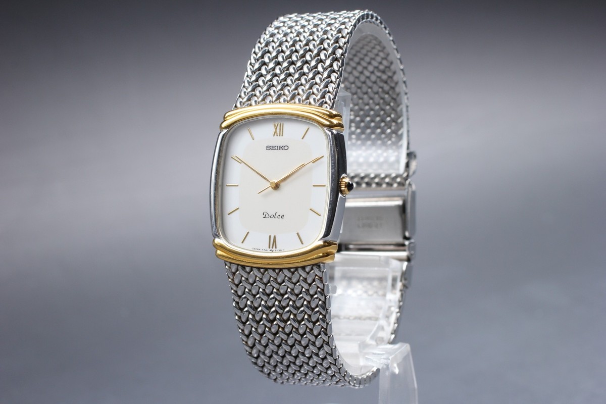 Vintage 1989 [Near MINT] Seiko Dolce 7741-5110 Gold Tank 26mm Mens