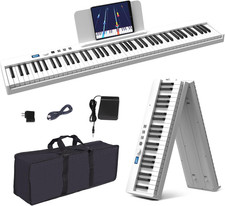Folding Piano Keyboard, 88 Key Full Size Semi Weighted Foldable Keyboard Piano,