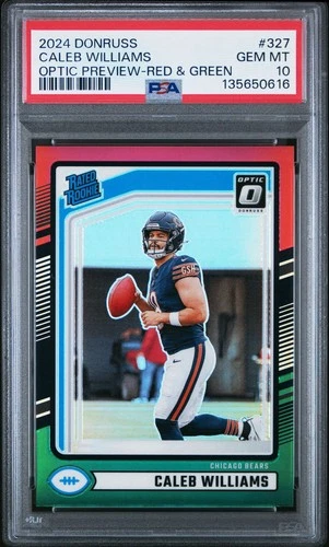 2024 Donruss - Rated Rookie Caleb Williams #327 Optic Preview Red & Green PSA 10