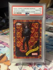 2025 Topps Chrome Marvel Jessica Jones Iron Man Red & Gold Lazer Refractor /100