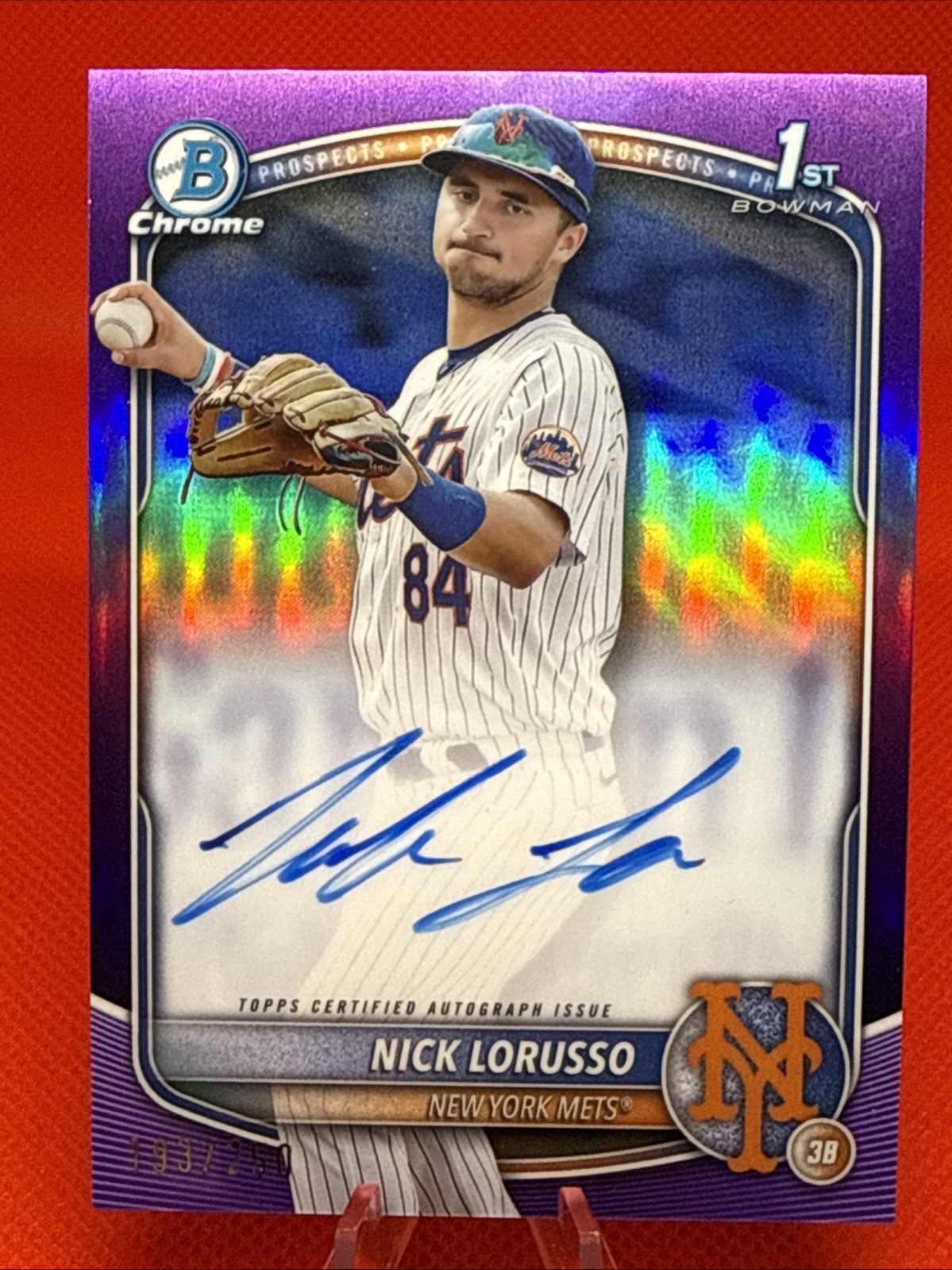 2025 Bowman Chrome Nick Lorusso 1st Purple Refractor Auto /250 #CPA-NL NY Mets