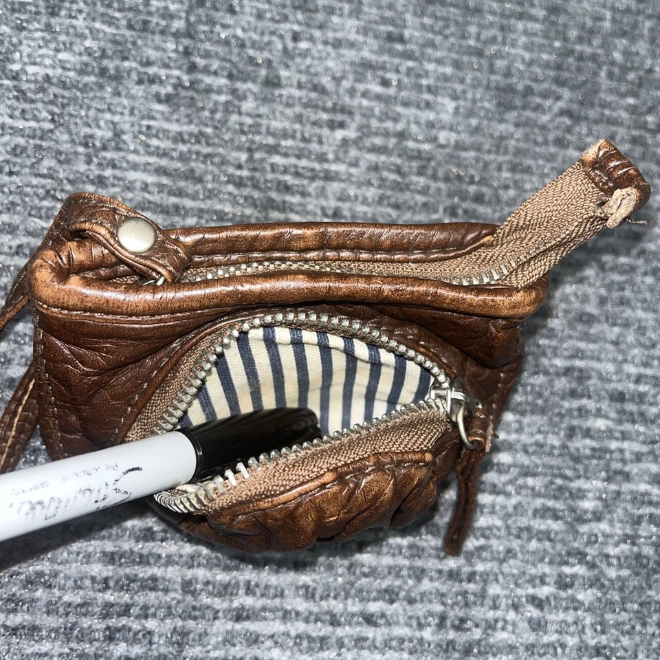 复古皮革 Change 钱包 American Eagle Y2K 棕色皮革 — 第 3/4 张图片