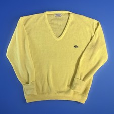 TRUE VTG 1960s IZOD LACOSTE Yellow V-Neck Sweater Men's Unisex Original Tag