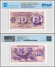 Switzerland 10 Francs, 1977, P-45u.2, UNC, Authenticated